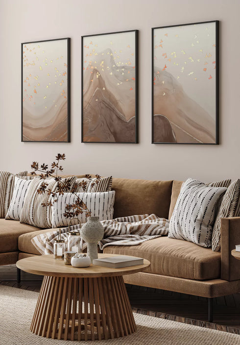 Karmelowe Ptaki Środkowy Rose Gold Plakat 50x70cm